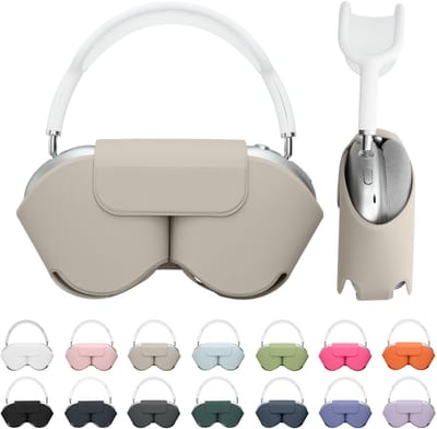 kwmobile cover voor over-ear koptelefoon - Compatibel met Apple AirPods Max / AirPods Max 2 - Van polyester - In lichtgrijs