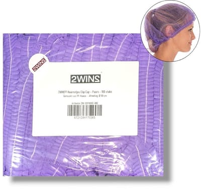 2WINS® - 100 Paarse wegwerp haarnetjes - non-woven - Latexvrij - niet steriel - Clip Caps (B1)