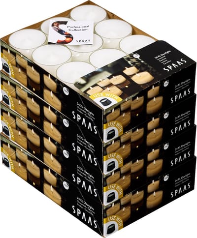 Spaas Clearlights XL Theelichten Kaarsen - Wit - circa 10u - Ø5,7 cm - 96 stuks