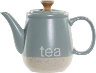 Items Kitchen Theepot Ceylon - keramiek/hout - 1000 ml - blauw/beige