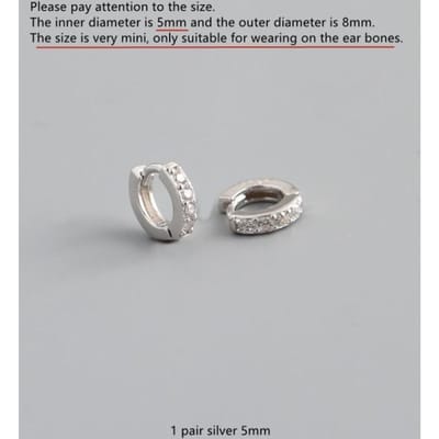 925 Sterling Zilver Oorbel Mode Eenvoudige Persoonlijkheid Zirkonia Ronde Cirkel Oorring Oorbeen Gesp Wilde Vrouw Jongen Meisje Oorsieraad gray