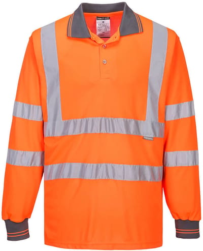 Portwest Hi-Vis Lange Mouw Poloshirt S277 - Oranje - XS