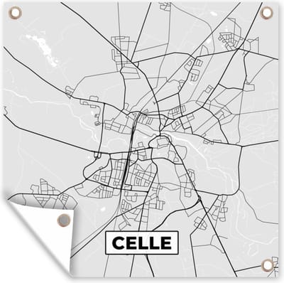 Tuin poster Duitsland - Stadskaart - Plattegrond - Kaart - Celle - 200x200 cm - Tuindoek