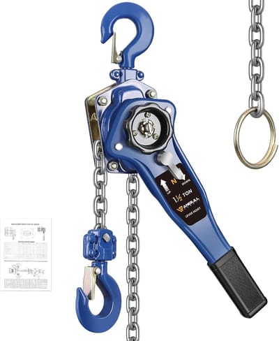 Hefboomketting Takel - Handmatige Trekker - Laden Hijsen - Gegalvaniseerde Ketting - 1.5 Ton - Blauw