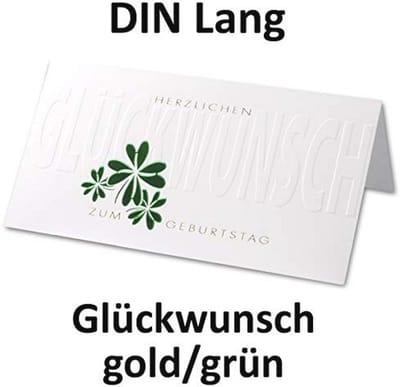 Set van 10 Verjaardagskaarten met Envelop - DIN Lang, Groene Klaverblad Motief en Luxe Foliereliëf