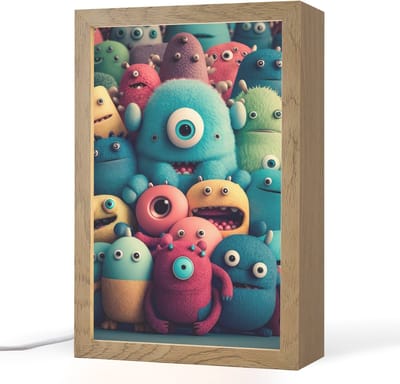 Nachtlampje 20x30 cm - Kinder lampje - Kids - Monster - Regenboog - Design - Meiden - Jongens - Tafellamp kinderkamer - Slaapkamer lamp - Bedlamp kinderen - Kinderlampje stopcontact - Wandlamp babykamer - Nachtlampjes