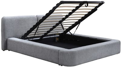 Vente-unique Bed met opbergruimte stof grijs 160 x 200 cm