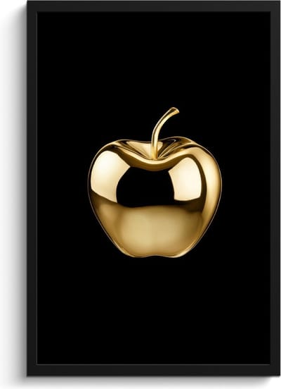 Fotolijst inclusief poster - Posterlijst 40x60 cm - Posters - Appel - Goud - Chrome - Zwart - Foto in lijst - Keuken decoratie muur - Wanddecoratie accessoires - Muurdecoratie - Schilderijen