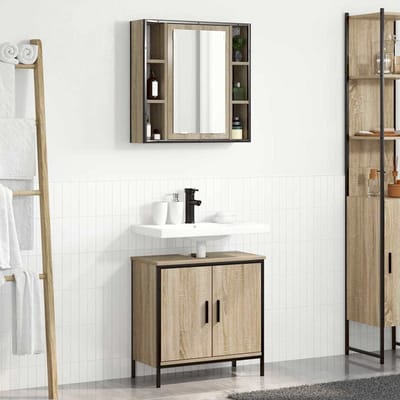 vidaXL - Badkamermeubel - Set - 2 - st - Bruin - 60 - x - 30 - x - 60 - cm - Bewerkt - hout