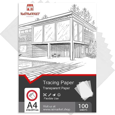 Tracing Paper Pack - 100 Sheets, 60gsm Transparent Paper for Drawing, Sewing and Architectural Drafting