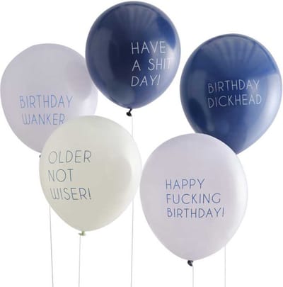 Naughty Quotes verjaardagsballonnen 30cm, 5 stuks - 3 kleuren ballonnen