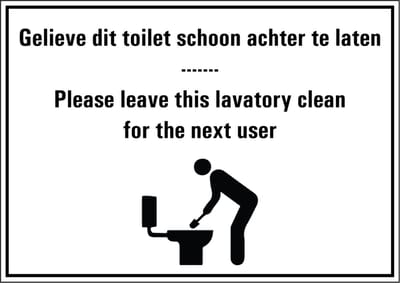 Laat het toilet schoon achter tekststicker 148 x 210 mm