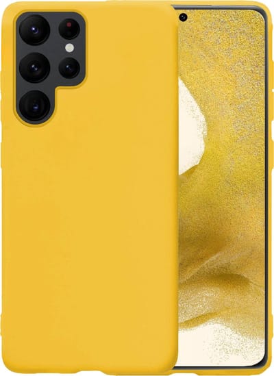 Hoesje - Geschikt voor Samsung Galaxy S22 Ultra - Sterk & Shockproof - Hoes Cover - Siliconen Case - Telefoonhoesjes - Geel