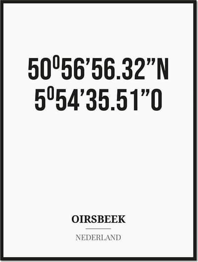 Poster/kaart OIRSBEEK met coördinaten