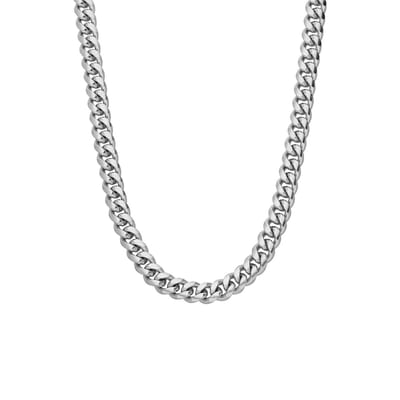 Lucardi Heren Stainless steel herenketting gourmetschakel - Ketting - Staal - Zilverkleurig - 50 cm