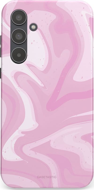 Casetastic hoesje geschikt voor Samsung Galaxy A55 - Dubbellaagse bescherming - Zoet Roze Marmer - Fashion Case - Lichtroze Wit