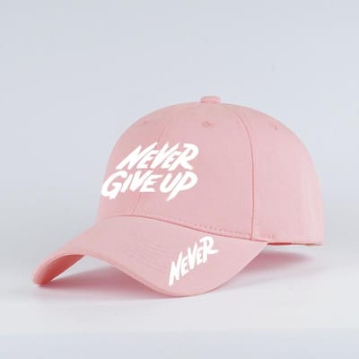 Never Give Up  Graffiti Print Baseballpet Mannen Vrouwen Katoen Verstelbaar Dad Hat Motiverende Sport Zon Hoed white