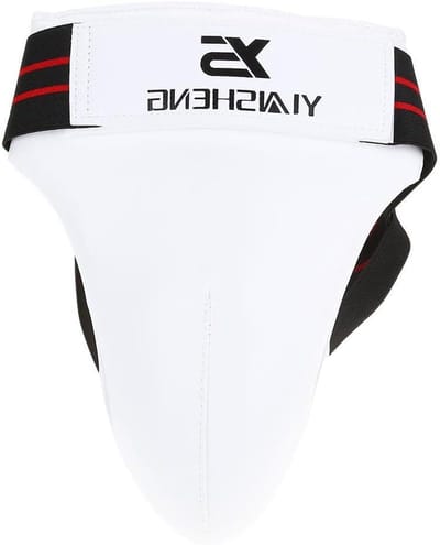 Dieptebescherming Mannen - Kruisbeschermer Sport - Sport Training - Ergonomisch PU Leer - Maat L - Wit