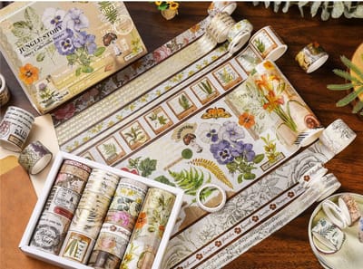 Washi tape set - Jungle Story - 20 rollen - - Masking tape - Leuk voor o.a. bulletjournal, scrapbooking, in agenda's en voor het maken van kaarten