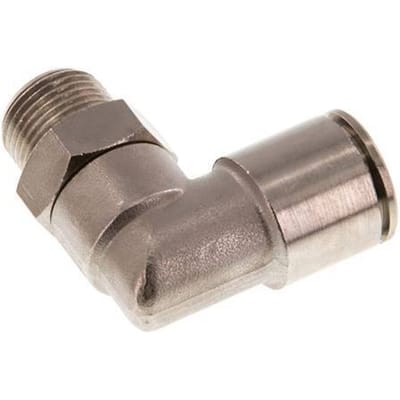 14mm x R3/8'' 90 graden L-verbinding Messing Insteekfitting Buitendraad Draaibaar NBR
