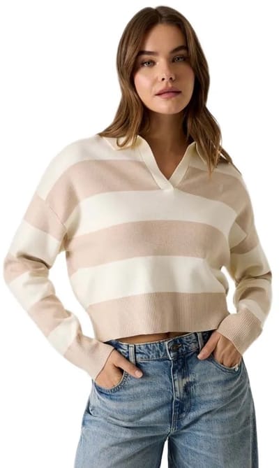 Guess Jeans W6rr16z3fc2 Lange Mouw Poloshirt Beige L Vrouw