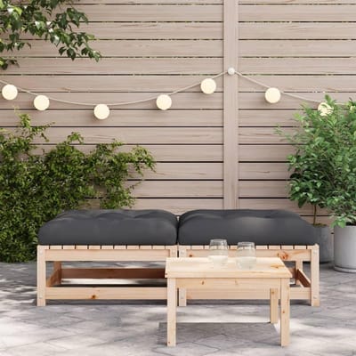 Modulaire Voetkruk - Tuin Poef - Buiten Zitten - Lattenbodem Ontwerp - 70x70x30cm - Natuurlijk Antraciet