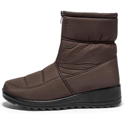Bottes de neige imperméables pour femmes Bottines chaudes d'hiver en peluche à la cheville Fermeture éclair avant Antidérapantes Chaussures rembourrées en coton Taille femme 44 44 marron