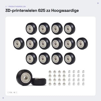 Dailygoods- 3D-printerwielen 16 stuks - 625zz POM Lagertrekker - Aluminium Zuil 8 mm - Excentrische Kolom - Lineaire Lagers - Hoogwaardige Technologie