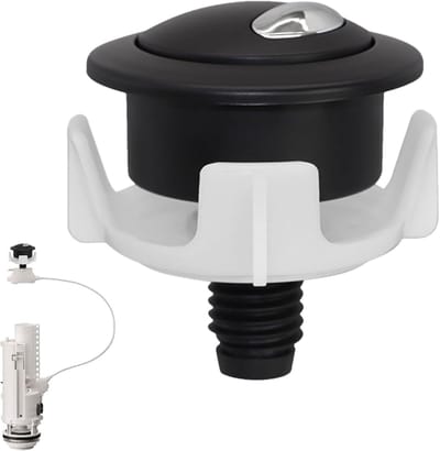 Toilet Drukknop - Spoelknop Reservoir - Sanitair Reparatie - Dubbele Spoelopties - 4.8 x 5.4 cm - Zwart en zilver