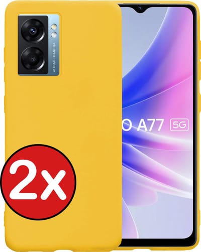 Hoesje - 2 Stuks - Geschikt voor OPPO A77 - Sterk & Shockproof - Telefoonhoes - Back Cover - Case Siliconen - Telefoon Hoes - Geel