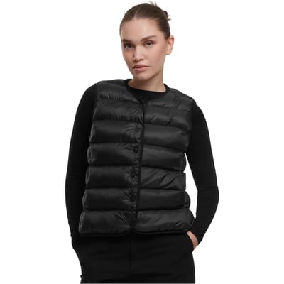 Urban Classics Ladies Button Puffer Vest Dames Bodywarmer - zwart - XS