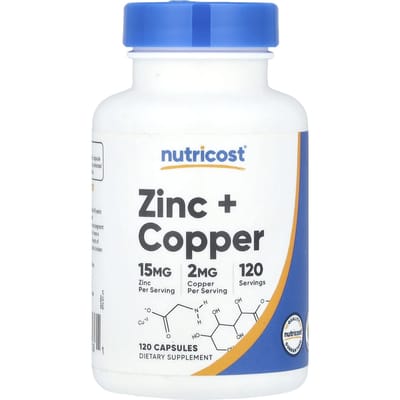 Nutricost, Zink + Koper, 120 Capsules