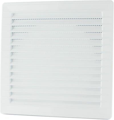 Ventilatierooster met Insectenbescherming en Lamellen Ø 100 mm - Hoekig kunststof
