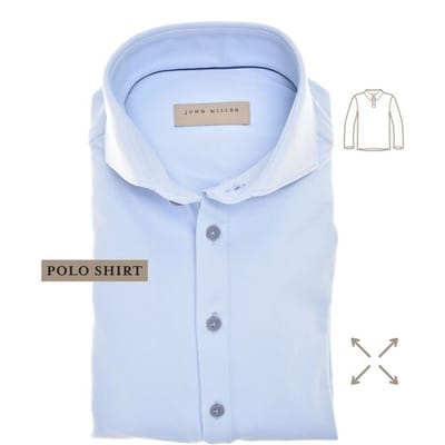 John Miller The Miller Long Sleeve Hyperstretch Poloshirt Licht Blauw / male