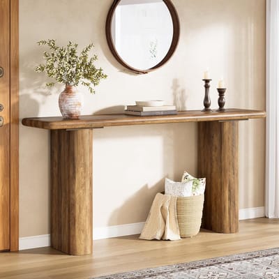 Tribesigns Hout Consoletafe - Lange Sidetable - Bruin - 160 x 30 x 80 cm - Console Tafel voor Hal, Woonkamer, Entree