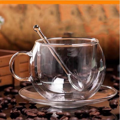 150/300ml Hitte Dubbellaags Glazen Kop Transparant met Handvat Bestendig Koffiekopje & Schotel Melk Sap Water Kop Festival Cadeau 150ml