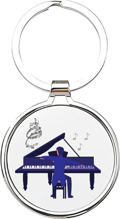 Akyol - Pianist Sleutelhanger - piano - De beste pianist - Artiest - artiesten - muziek maken - piano - instrumenten - pianospeler - kunstvorm - zanger - zangeres - pianiste - cadeau voor een muzikante - 4 x 7,5 CM