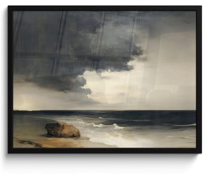 Poster in lijst - Fotolijst 70x50 cm - Posters - Kust - Golven - Rots - Storm - Posterlijst zwart - Decoratie - Wanddecoratie woonkamer - Muurdecoratie slaapkamer