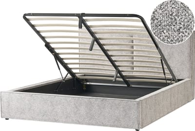 MOISSAC - Bed met opbergruimte - Zwart/Wit - 180 x 200 cm - Gebreid