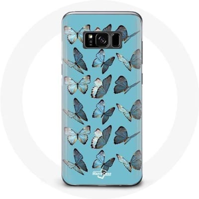 Hoesje voor Samsung Galaxy S8 Vlinders Blauwe Achtergrond blauw