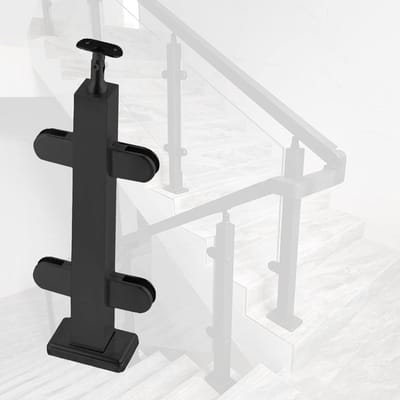 Glazen balustrade paal - RVS hekwerk - Terras afscheiden - Flexibele hoek - 110 cm - Zwart