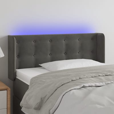 vidaXL - Hoofdbord - LED - 103x16x78/88 - cm - fluweel - donkergrijs