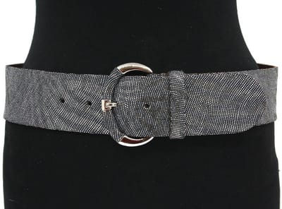 Dames heupriem grijs gemeleerd 6 cm breed - Leer - Brede riem - Casual - Maat 85