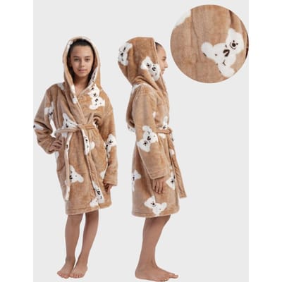 Robe de chambre pour enfant fille à capuche en peluche ours chaude 9/10 134 beige