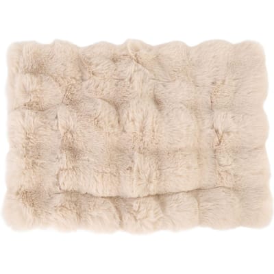 Pluizige Huisdierbedmat Ultra Zacht Comfort Warmhouden Pluche Hondenkennelmat Bedkussen voor Honden Katten L: S(for 2-4kg) beige