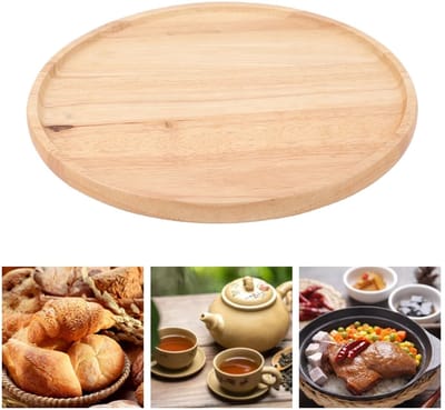Allecto - Ronde Houten Dienblad - Snijplank voor Pizza - Eenvoudige Stijl - 30cm - Voedselplaat voor Ontbijt en Snacks - Geschikt voor elke gelegen...