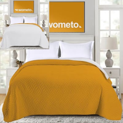 SnelShoppen - XXL Sprei 220x240 cm Microvezel Gewatteerd Geel Lichtgrijs Omkeerbaar Design voor Sofa Bed - Perfect voor Feest, Camping en Kinderen