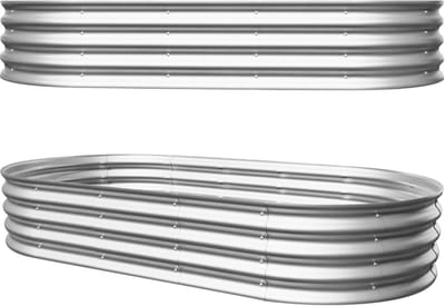Verhoogde plantenbak - Metalen moestuinbak - Gegalvaniseerd tuinbed-Kweekbak buiten – Roestbestendig – Weerbestendig – Open bodem - Stevig - Tuin - 182,9x91,5x30,5cm- 2 stuks-Zilver