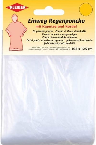Regenponcho voor éénmalig gebruik