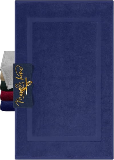 Luxe Badmat Klassiek Katoen 50x80 cm Marineblauw